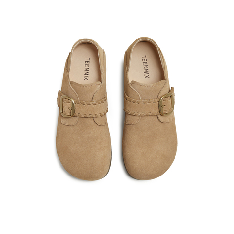 天美意2025秋新款商场同款纯色百搭复古半拖女勃肯鞋BJ553CM5