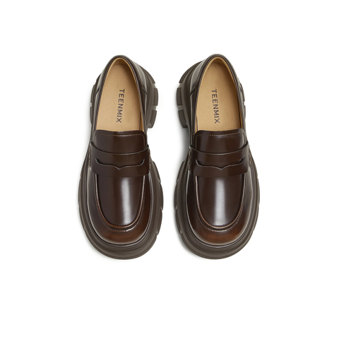 天美意2025秋新款商场同款乐福鞋复古百搭英伦女皮单鞋CFR01CA5