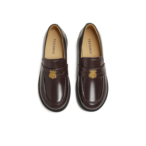 天美意2025秋新款商场同款复古乐福鞋英伦女皮单鞋CNG30CA5