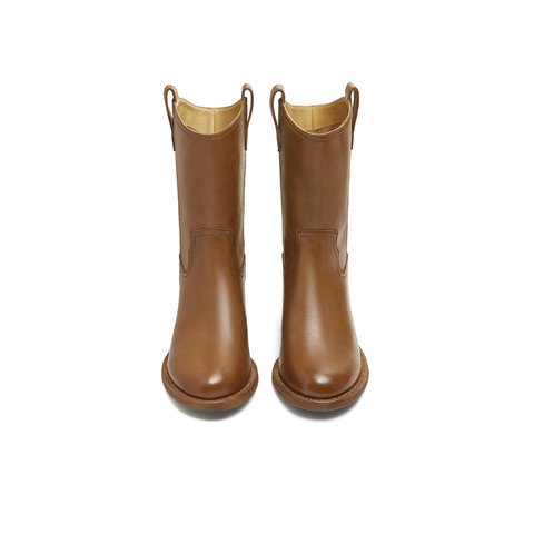 天美意2025冬新款方跟英伦百搭显瘦西部靴女短靴KXZ14DZ5