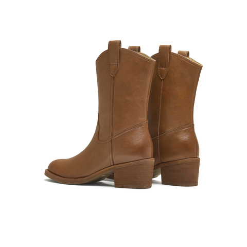 天美意2025冬新款方跟英伦百搭显瘦西部靴女短靴KXZ14DZ5