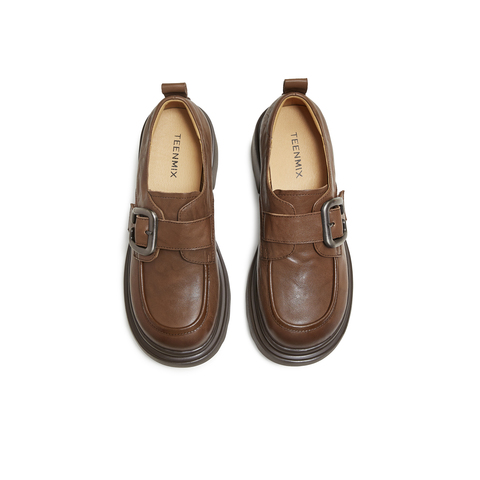 天美意2025秋新款商场同款厚底百搭纯色复古女乐福鞋BL851CA5