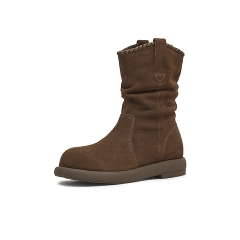 天美意2025冬新款商场同款休闲百搭靴子复古女时装靴BL751DZ5