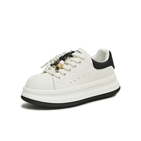 天美意2025秋新款休闲百搭厚底系带运动户外女小白鞋BM261CM5