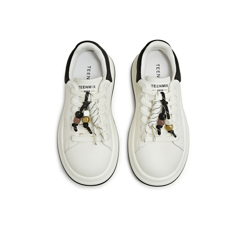 天美意2025秋新款休闲百搭厚底系带运动户外女小白鞋BM261CM5