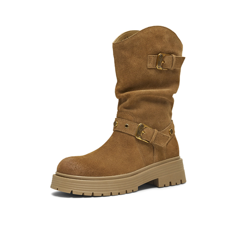 天美意2025冬新款商场同款玩具总动员联名百搭女西部靴CQ965DS5