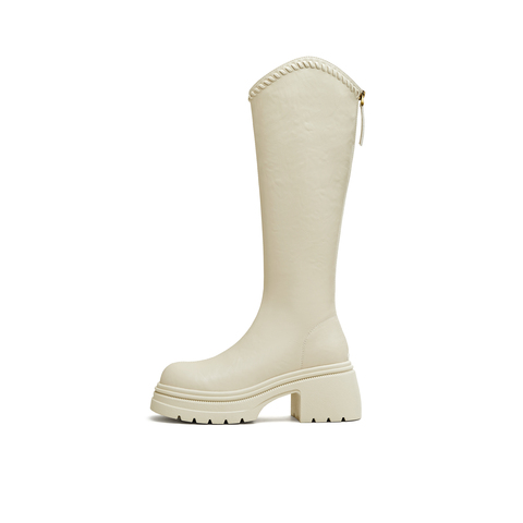 天美意2025冬新款商场同款高直筒显瘦百搭厚底女骑士靴BL641DG5