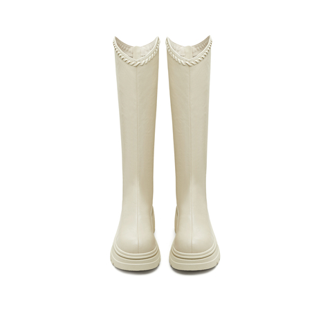 天美意2025冬新款商场同款高直筒显瘦百搭厚底女骑士靴BL641DG5