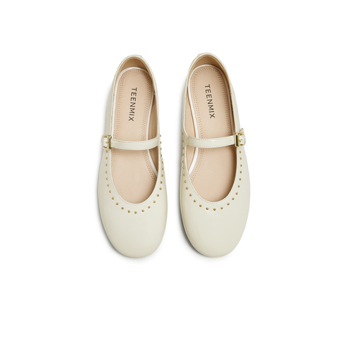 天美意2025秋新款潮流休闲复古法式百搭平底女玛丽珍鞋KM085CA5