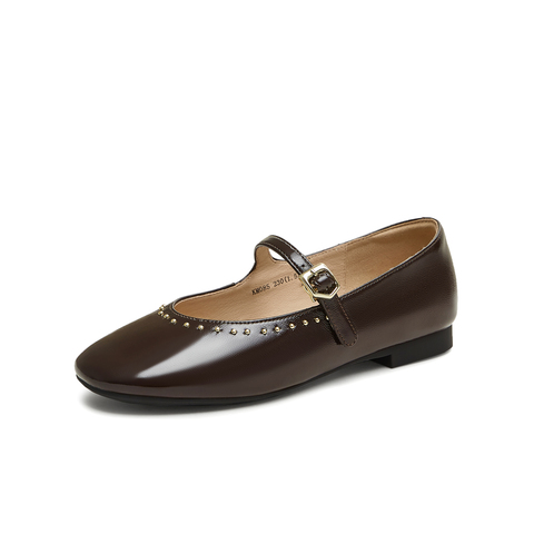 天美意2025秋新款潮流休闲复古法式百搭平底女玛丽珍鞋KM085CA5