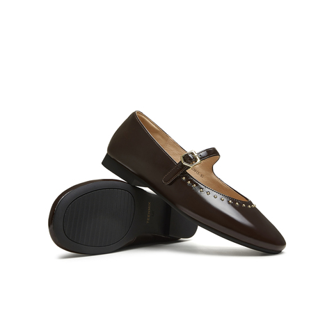 天美意2025秋新款潮流休闲复古法式百搭平底女玛丽珍鞋KM085CA5