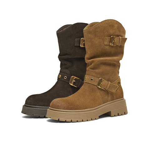 天美意2025冬新款商场同款玩具总动员联名百搭女西部靴CQ965DS5