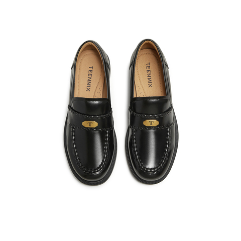 天美意2025秋新款亮面皮鞋单鞋学院风jk制服女乐福鞋CXC54CA5