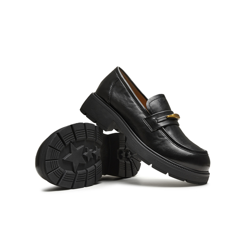 天美意2025秋新款厚底百搭纯色一脚蹬jk学院女乐福鞋KE071CM5