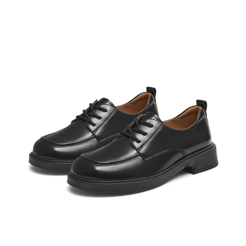 天美意2025秋新款商场同款纯色系带厚底百搭女牛津鞋COY43CM5