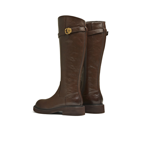 天美意2025冬新款商场同款高直筒显瘦百搭厚底女骑士靴CD580DG5