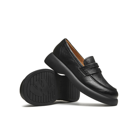 天美意2025秋新款商场同款纯色百搭学院风简约女乐福鞋CFT01CA5