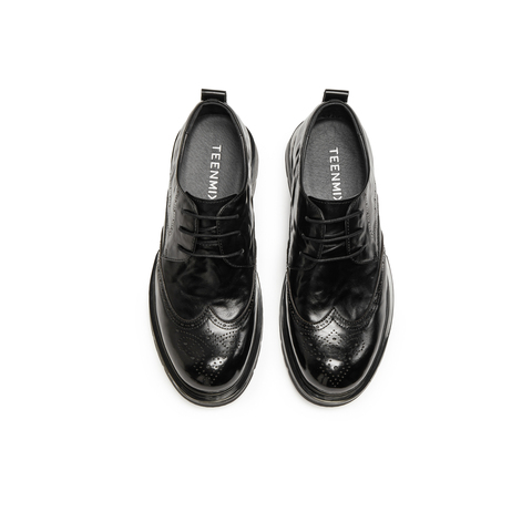 天美意2025冬新款商场同款布洛克雕花商务正装男皮鞋3XH01DM5