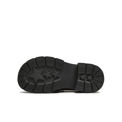 天美意2025秋新款厚底百搭纯色一脚蹬jk学院女乐福鞋KE071CM5