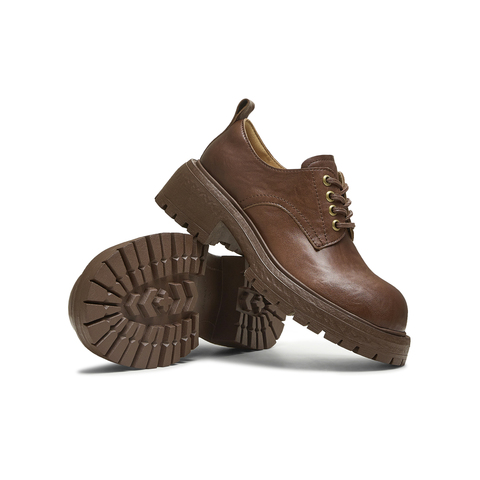 天美意2025秋新款大头牛津鞋复古英伦深口单鞋女皮鞋KY016CM5