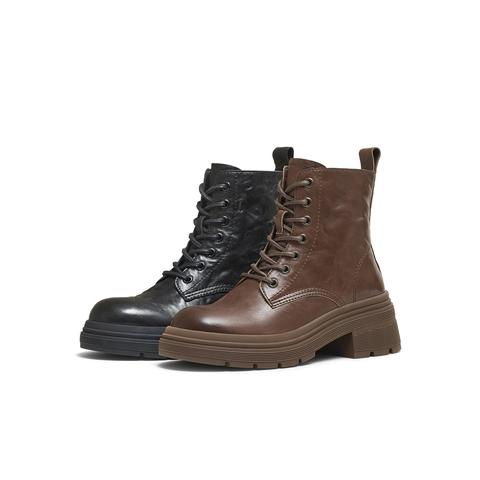 天美意2025冬新款商场同款粗跟擦色英伦短靴女马丁靴BL711DD5