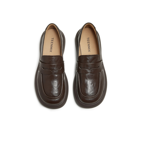 天美意2025秋新款商场同款纯色百搭学院风简约女乐福鞋CFT01CA5