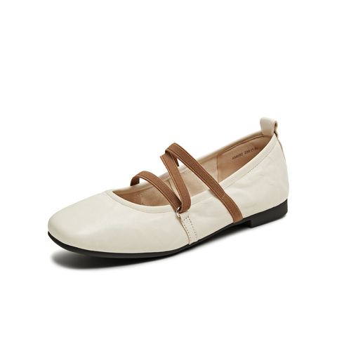 天美意2025秋新款芭蕾法式交叉带纯色复古女玛丽珍鞋KM080CQ5