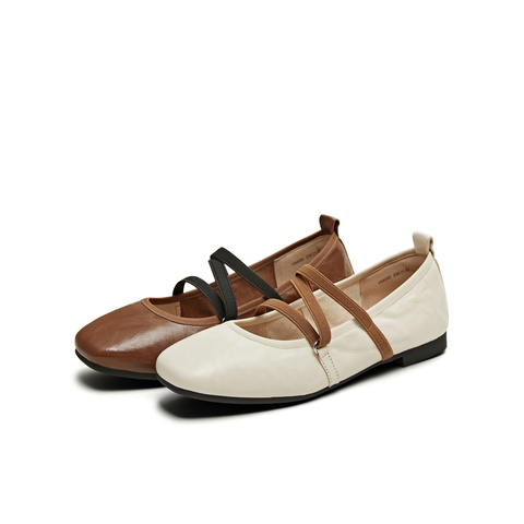 天美意2025秋新款芭蕾法式交叉带纯色复古女玛丽珍鞋KM080CQ5