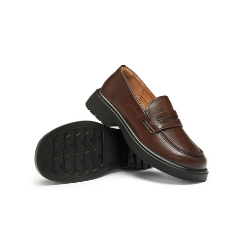 天美意2025秋新款商场同款厚底一脚蹬乐福鞋时尚女皮鞋BK381CA5