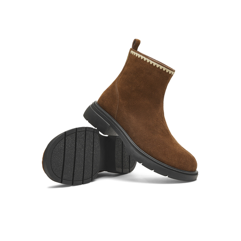 天美意2025冬新款商场同款平跟复古美拉德百搭女时装靴BJ842DD5