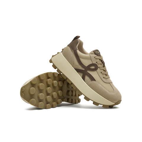 天美意2025秋新款厚底百搭运动潮流复古德训鞋女阿甘鞋KG134CM5