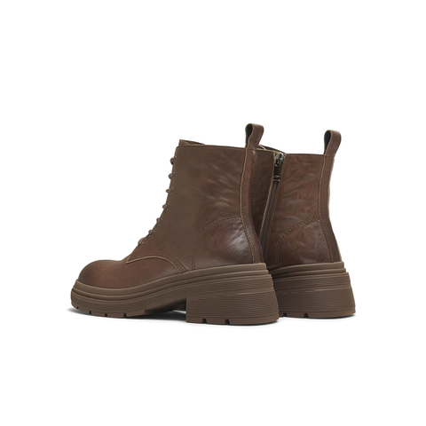 天美意2025冬新款商场同款粗跟擦色英伦短靴女马丁靴BL711DD5