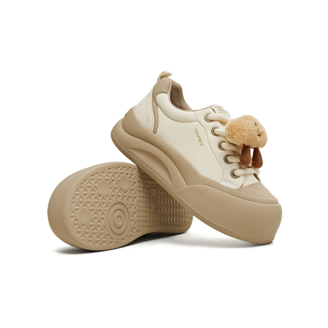 天美意2025冬新款商场同款可爱简约毛绒板鞋女休闲鞋BK472DM5