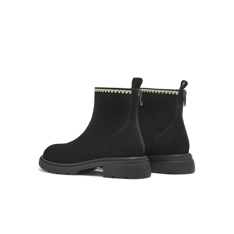 天美意2025冬新款商场同款平跟复古美拉德百搭女时装靴BJ842DD5