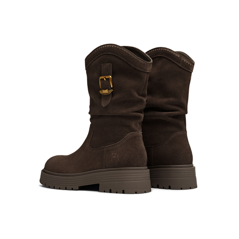 天美意2025冬新款厚底复古潮流百搭长筒靴显瘦女西部靴CQ964DS5