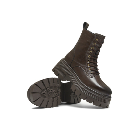 天美意2025冬新款商场同款系带短靴户外潮流女马丁靴BL681DZ5