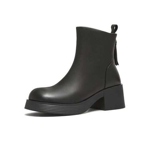 天美意2025冬新款商场同款粗跟复古潮流短靴女时装靴BL701DD5