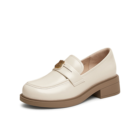 天美意2025秋新款商场同款复古乐福鞋英伦女皮单鞋CNG30CA5