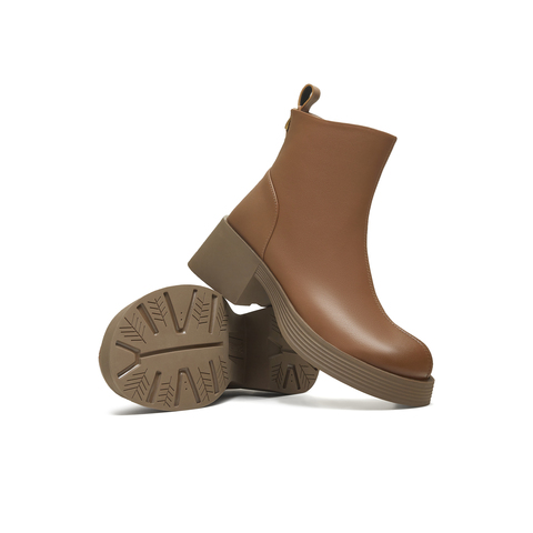 天美意2025冬新款商场同款粗跟复古潮流短靴女时装靴BL701DD5