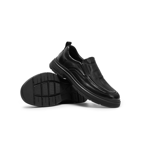 天美意2025冬新款商场同款休闲一脚蹬纯色男休闲皮鞋WCC02DM5