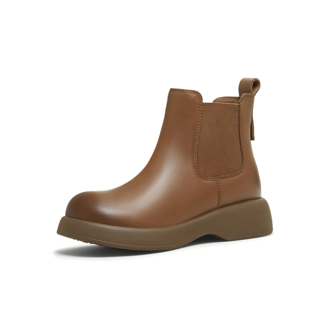 天美意2025冬新款厚底百搭短靴套脚潮流女切尔西靴KQX18DD5