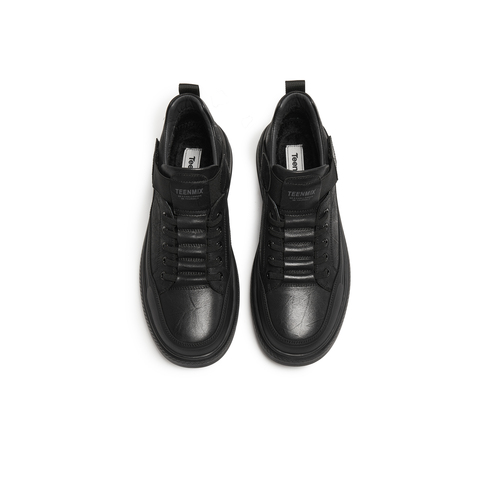 天美意2025冬新款商场同款英伦复古风工装鞋绑带男皮鞋3WX01DM5