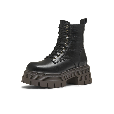 天美意2025冬新款商场同款系带短靴户外潮流女马丁靴BL681DZ5