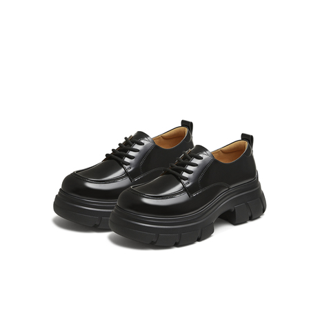 天美意2025秋新款商场同款厚底百搭系带纯色女牛津鞋CFR20CM5