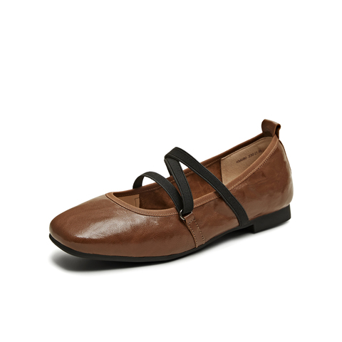 天美意2025秋新款芭蕾法式交叉带纯色复古女玛丽珍鞋KM080CQ5