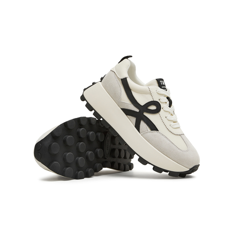 天美意2025秋新款厚底百搭运动潮流复古德训鞋女阿甘鞋KG134CM5