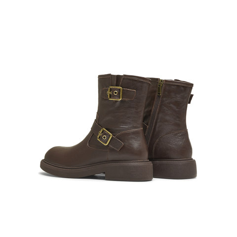 天美意2025冬新款休闲一脚蹬显瘦百搭英伦女时装靴KQZ14DZ5