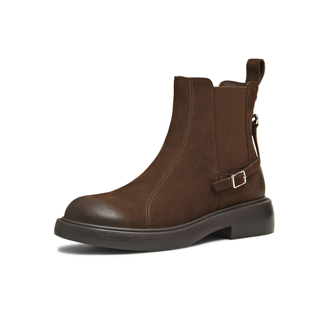 天美意2025冬新款商场同款厚底简约休闲短靴女切尔西靴BL761DD5