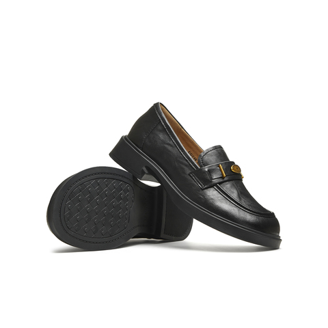 天美意2025秋新款商场同款时尚复古日常女皮鞋乐福鞋COY46CA5