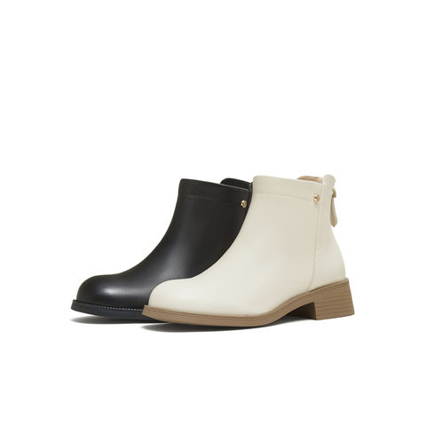 天美意2025冬新款商场同款后拉链厚底百搭复古女时装靴CCH40DD5